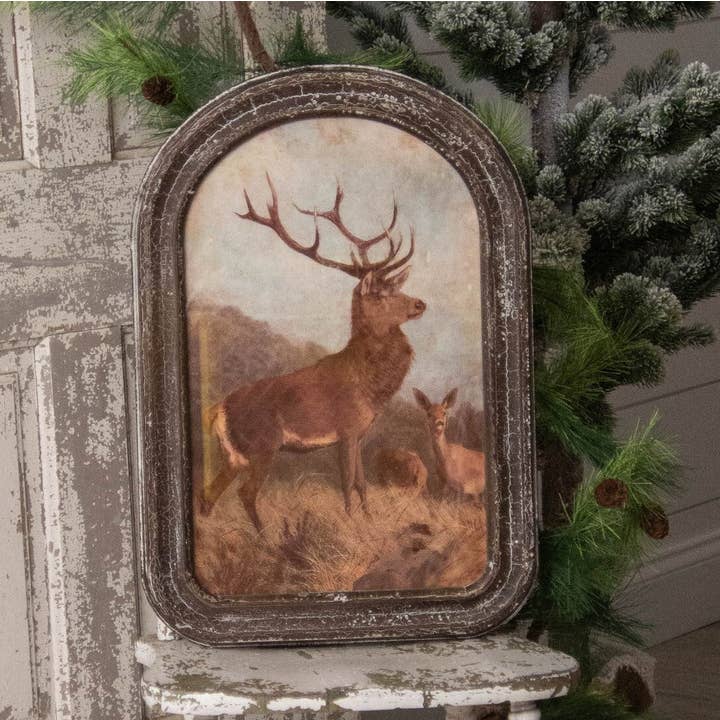 Audrey's Home & Gift - Wholesale Art Print - Arched Wood Framed Deer Print (PC)0