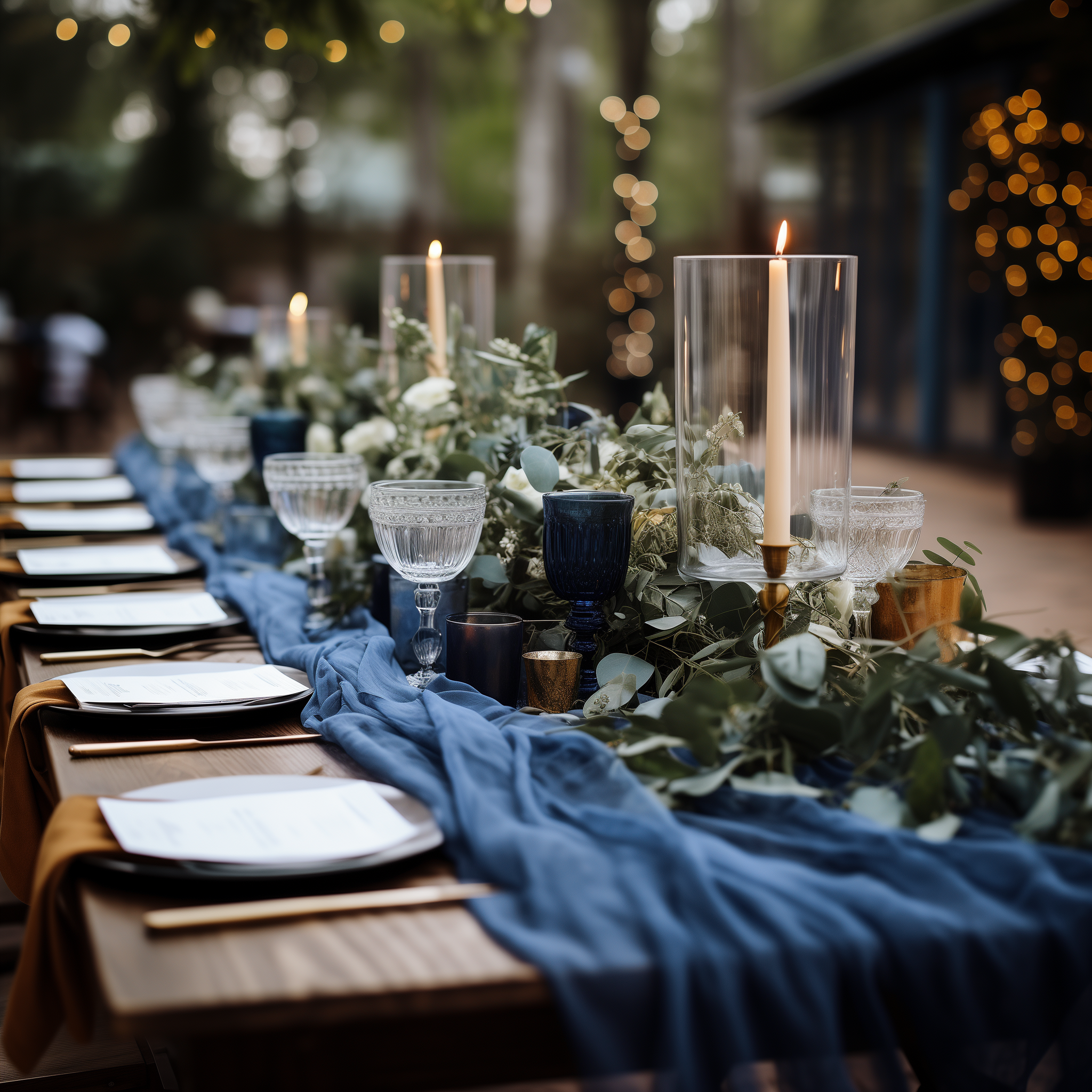 AVAGANTE Design – wholesale Table runner – Table runner -  crinkled cheesecloth runner - Navy blue7