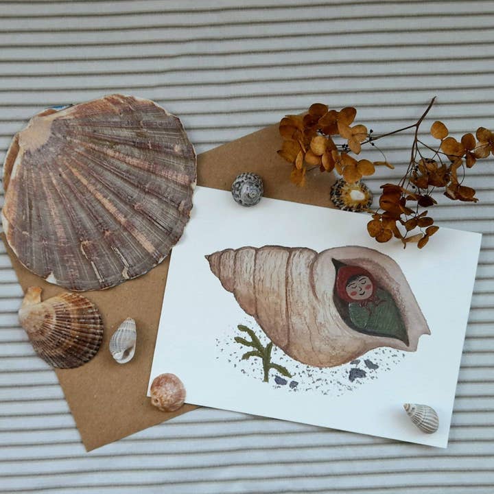 Shell Baby Greetings card for wholesale by LYDIAMAE