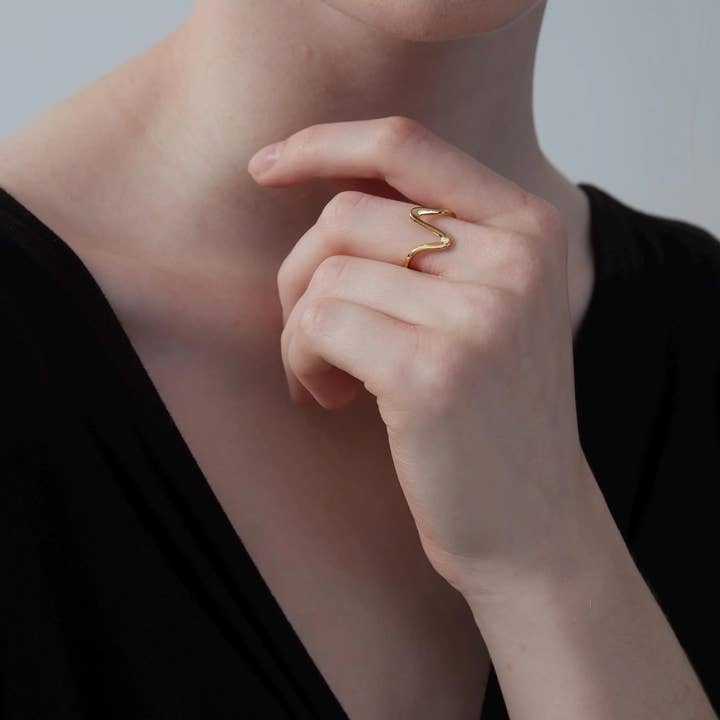 Perimade & Co. LLC – wholesale Band/Stackad Ring – Ocean Sea Wave Beach Stapelring i 925 Sterling Silver3