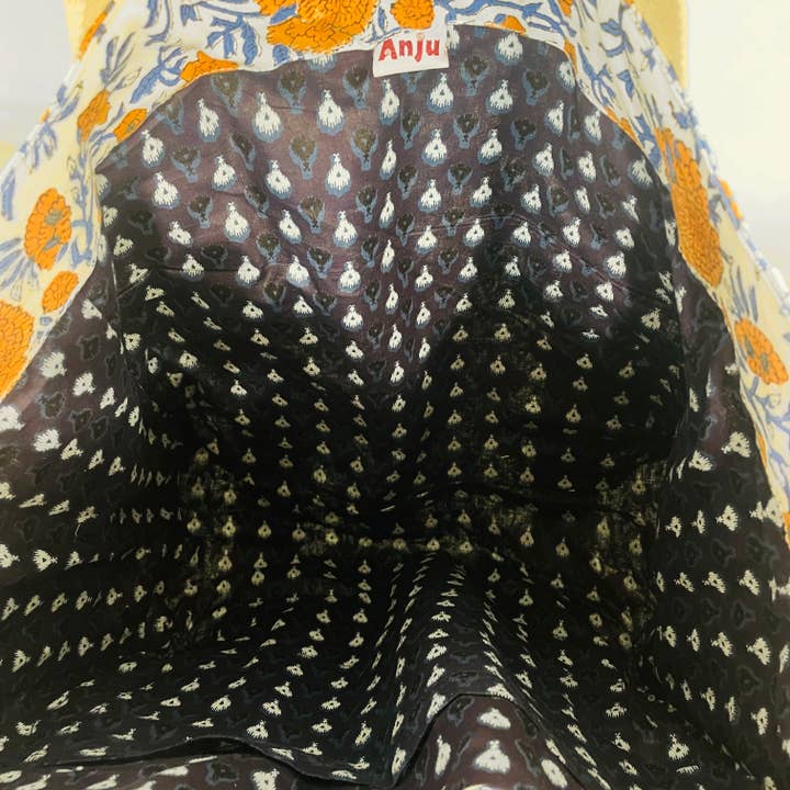 Anju Jewelry - Wholesale Tote Bag - Women's - Block Printed Canvas Bag - Marigold Wonders