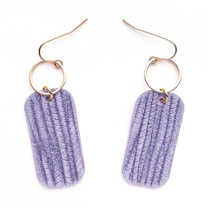 Emma Suede Dangle Earrings | Lavender Suede Spring for wholesale by Spoon & Theory Handmade