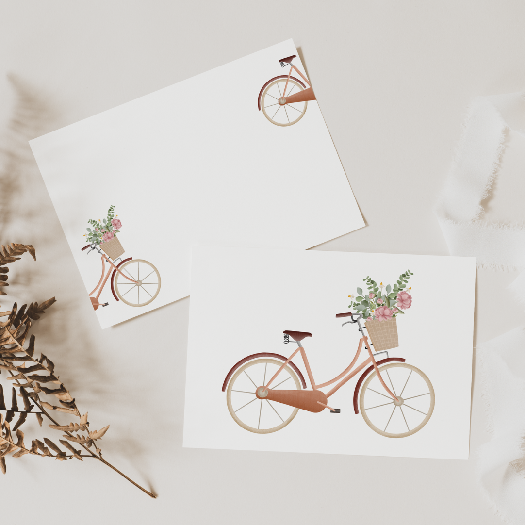 Tilda&Theo - Wholesale Birthday Card - Postcard Bicycle with Flower Basket - Greeting Card Spring Flowers1