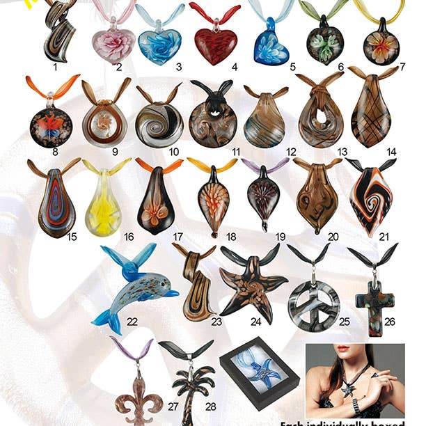 Puka Creations - Wholesale Pendant/Charm Necklace - Murano Grande Necklaces