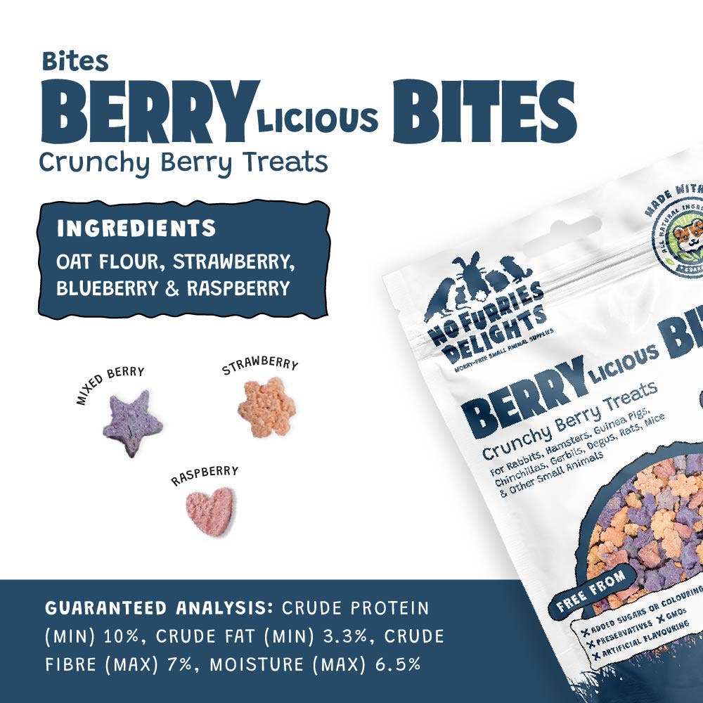 No Furries Delights - Wholesale Pet Supplement - Not Cat/Dog - Berry-Licious Variety Pack | Bite-Sized Small Animal Treats4