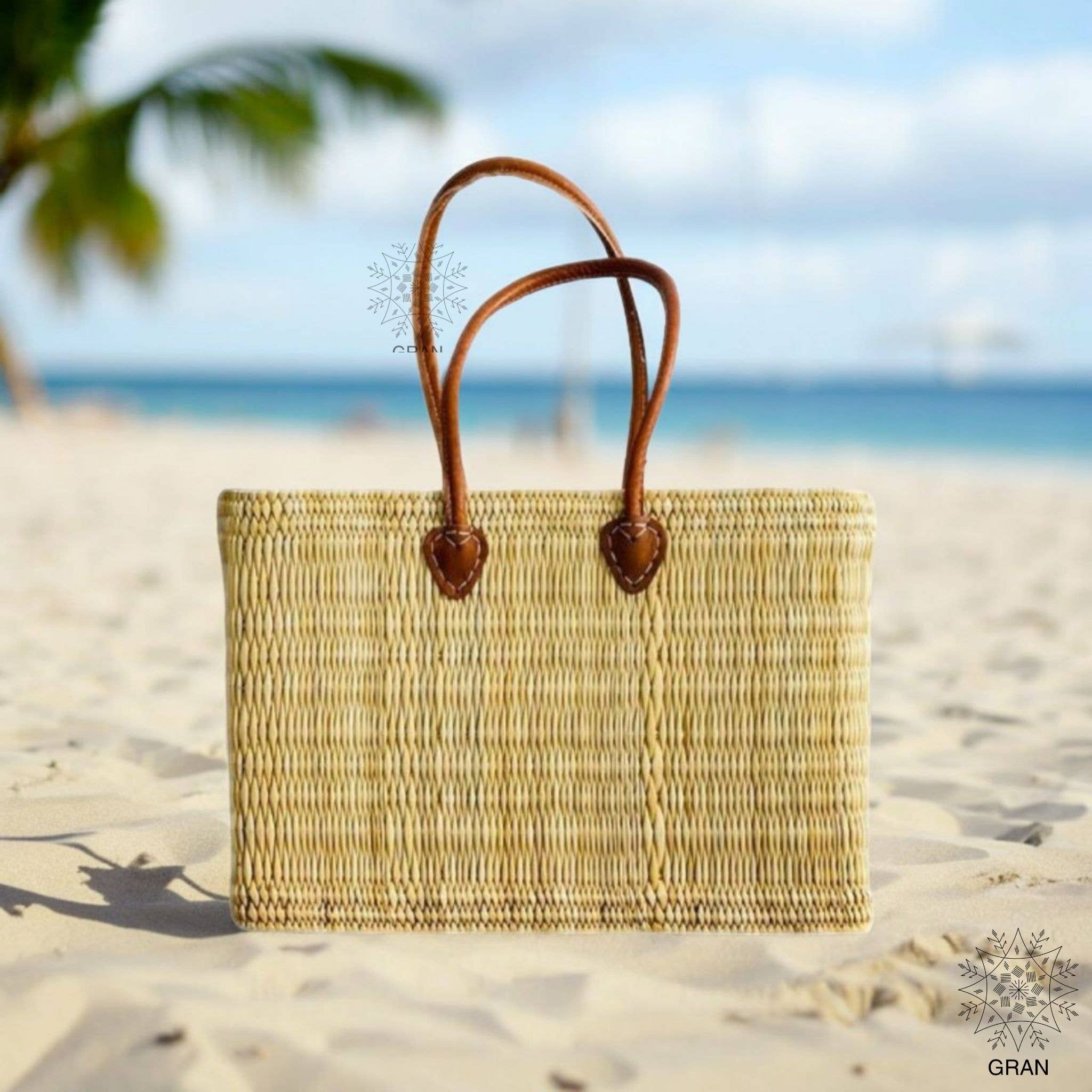 Gran Wholesale - Wholesale Beach bag - Market Reed Storage, Leather Baskets Shopping Bag.4