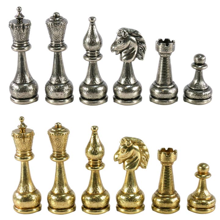 Peças de Xadrez - Peças de Xadrez de Metal Estilo Staunton Grande por atacado de WorldWise Imports