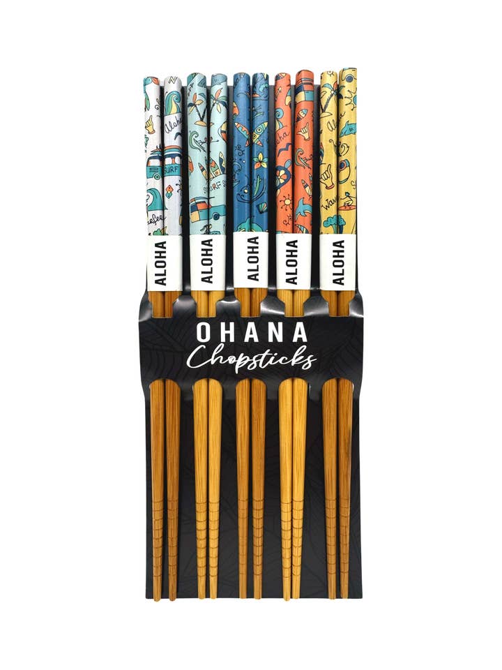 Surfs Up (NEW) Reusable Bamboo Chopsticks for wholesale by The Sunset Shop