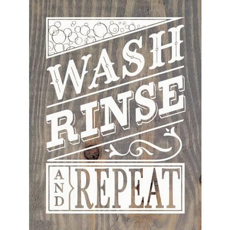 Wash Rinse and Repeat Farmhouse Sign for wholesale by SAWDUST CITY