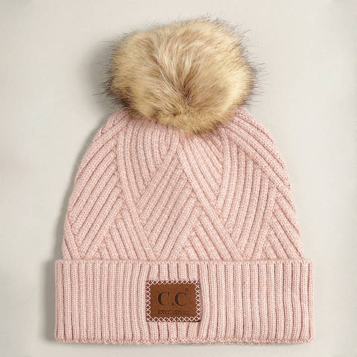 Fashion City - Wholesale Beanie - Women's - Heather Cuff Beanie with Pom-Pom