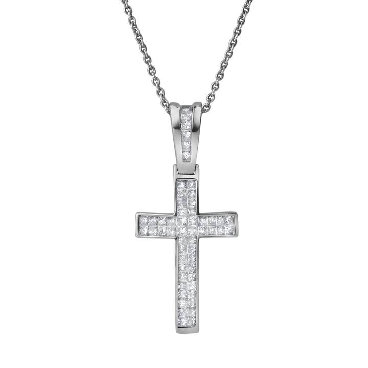 Seraphyne Cross 14K White Gold Diamond Pendant – 1.00 Ct for wholesale by LuvMyJewelry (LMJ)