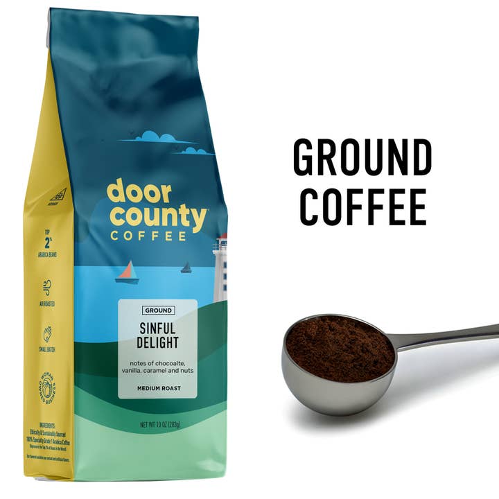 10oz Sinful Delight Flavored Specialty Coffee Ground for wholesale by Door County Coffee