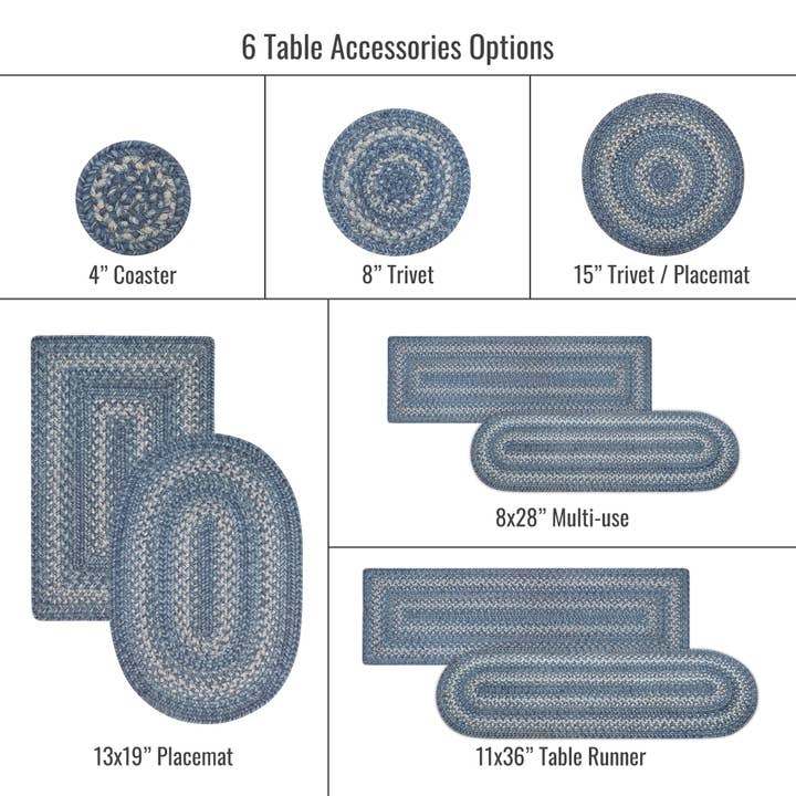 Homespice Decor - Wholesale Coasters - Homespice Denim Jute Braided Accessories