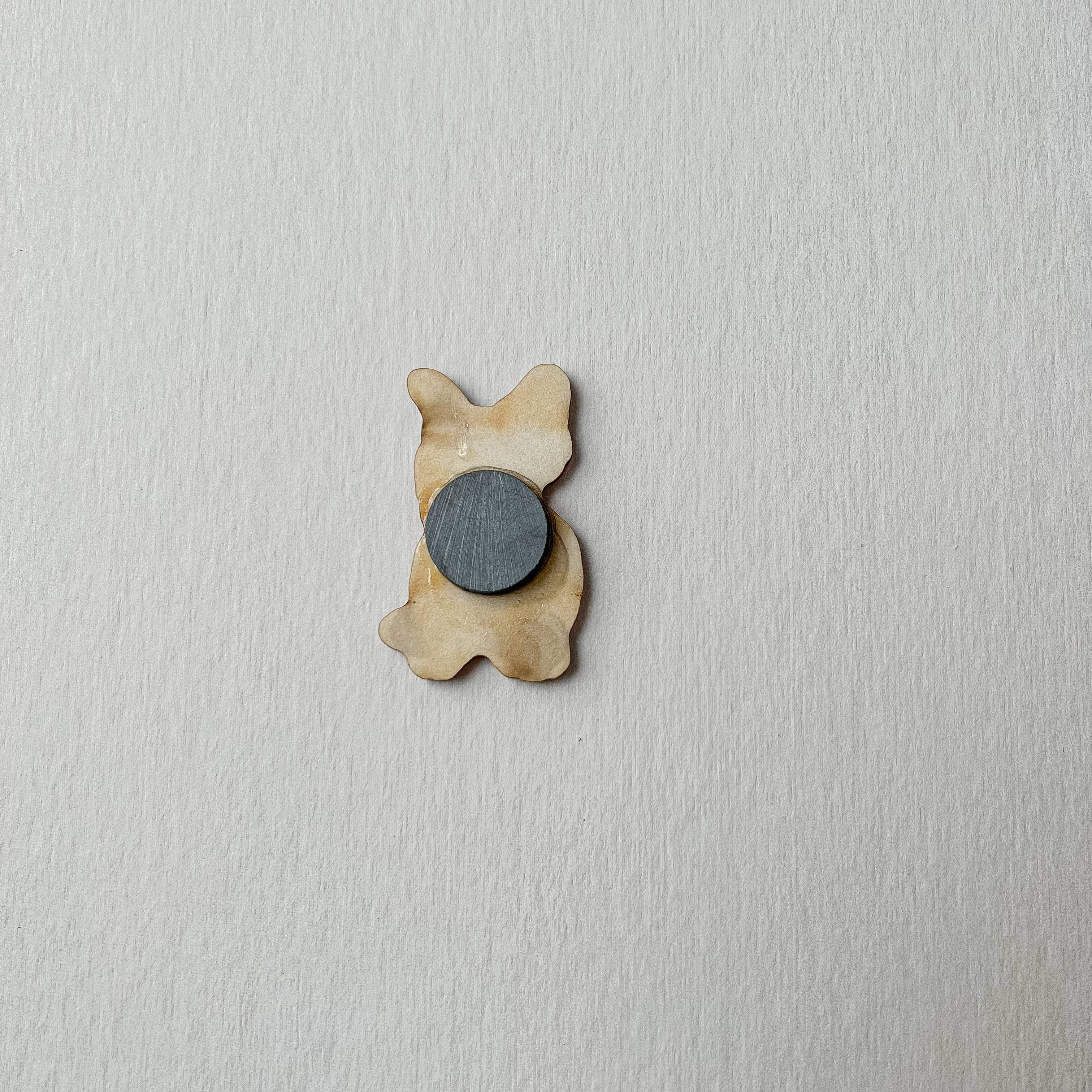 Hudson Illustration Co - About Town Co - Wholesale Lapel Pin/Button - French Bulldog Wooden Pin or Magnet - Sustainable Eco5
