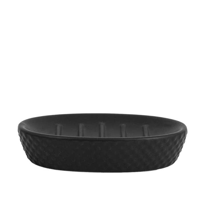 H&H - Wholesale Bath Soap Dish - Black&Grey Soap Holder In Black Stoneware cm 14X9.5X3 H