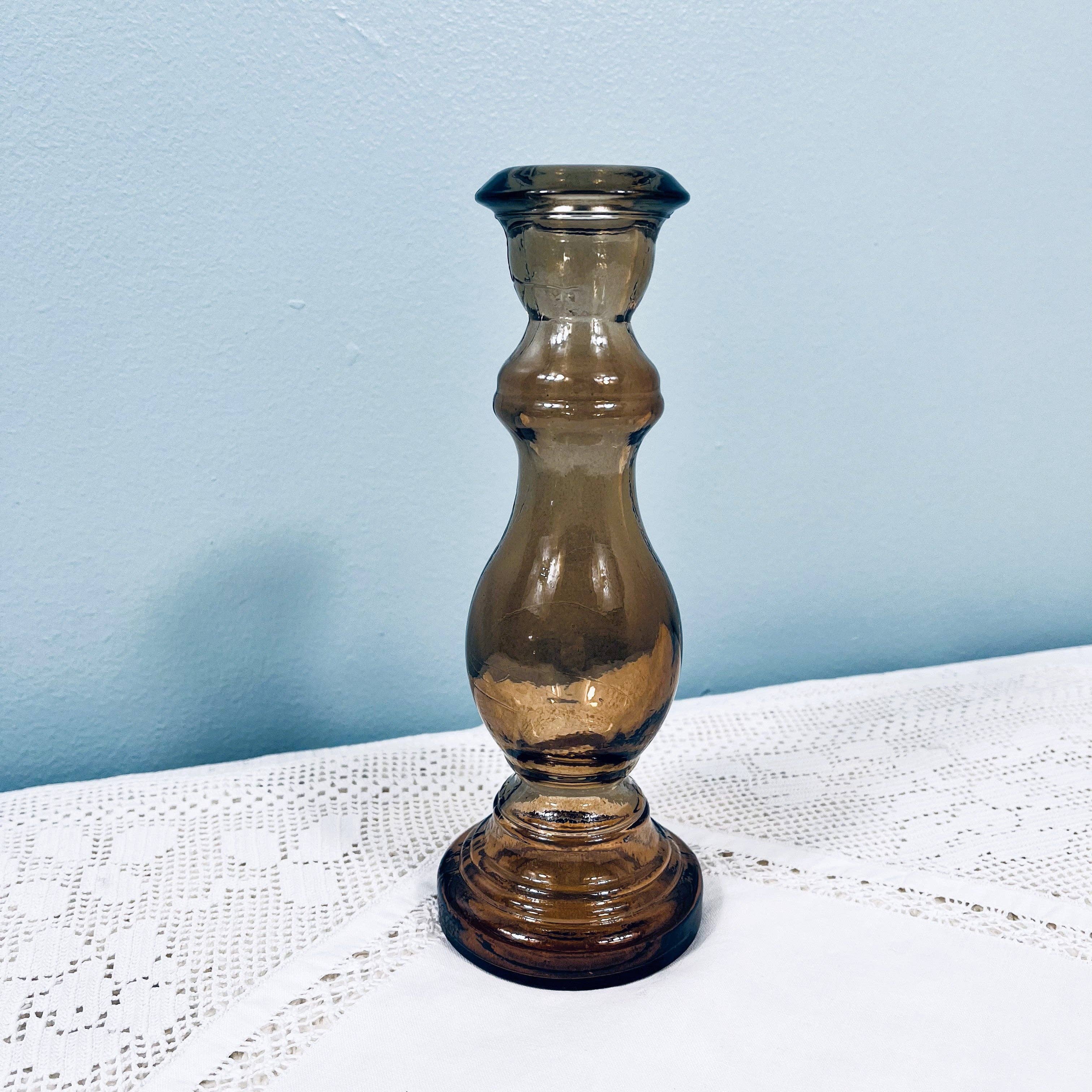 Jarapa - Vente Bougeoirs - Bougeoir élégant en verre recyclé 20 cm6