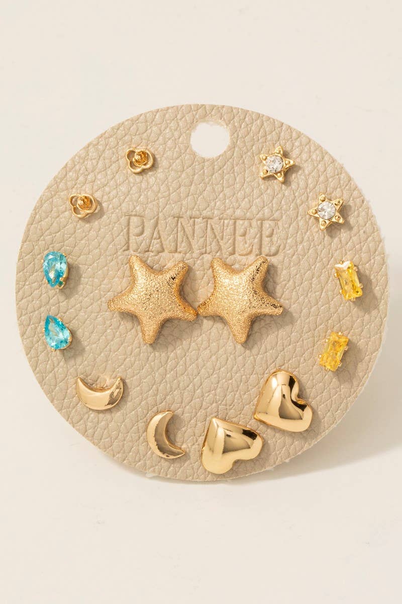 BLYLG  Assorted Metallic And Glass Stud Earrings Set for wholesale on Faire0