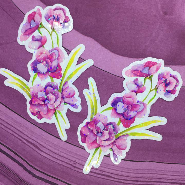 Wasserdichter Glitzer-Aufkleber, lila für den Großhandel von stickersbyjodi