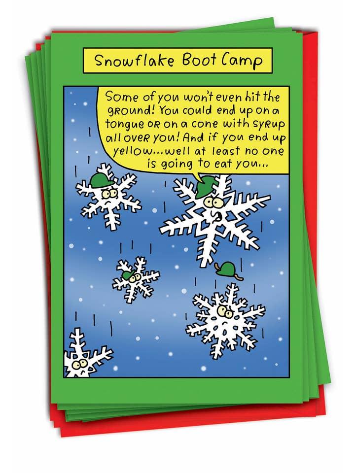 Æske med 12 julekort - Snowflake Boot Camp for engroshandel hos NobleWorks