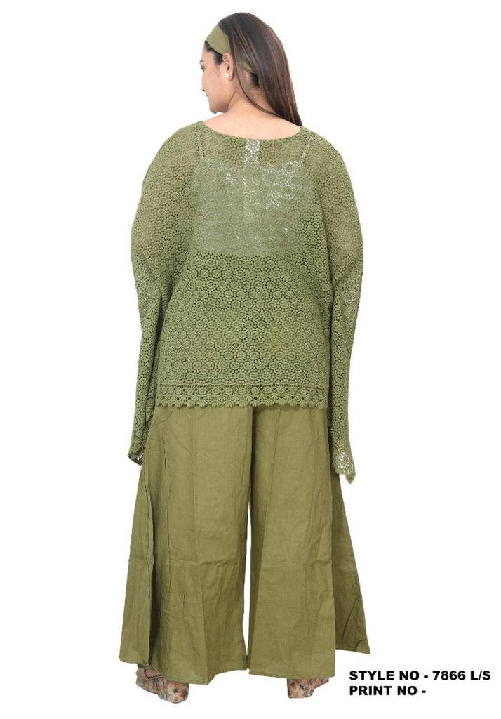 India Batik - Wholesale Top & Pant Set (NOT Loungewear) - Women's - Linen Pant & Blouse Set -78641