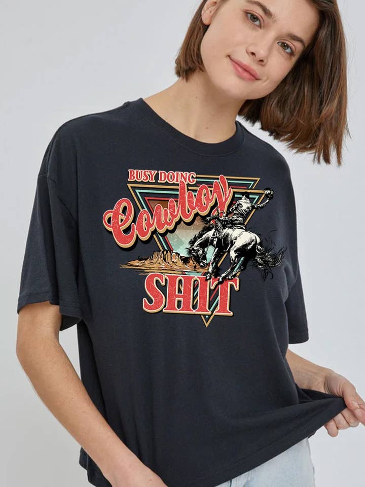 Busy Doing Cowboy Shit Crop Top. for wholesale by DG WORLD