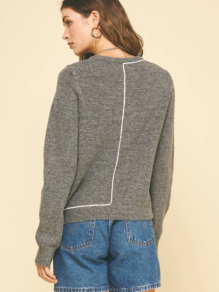 STITCH DETAILED KNIT SWEATER - 6320WS for wholesale by PINCH