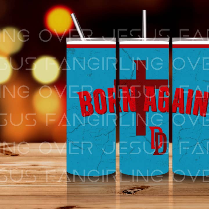 Daredevil Born Again - Skinny 20 oz. Tumbler for wholesale by Fangirling Over Jesus