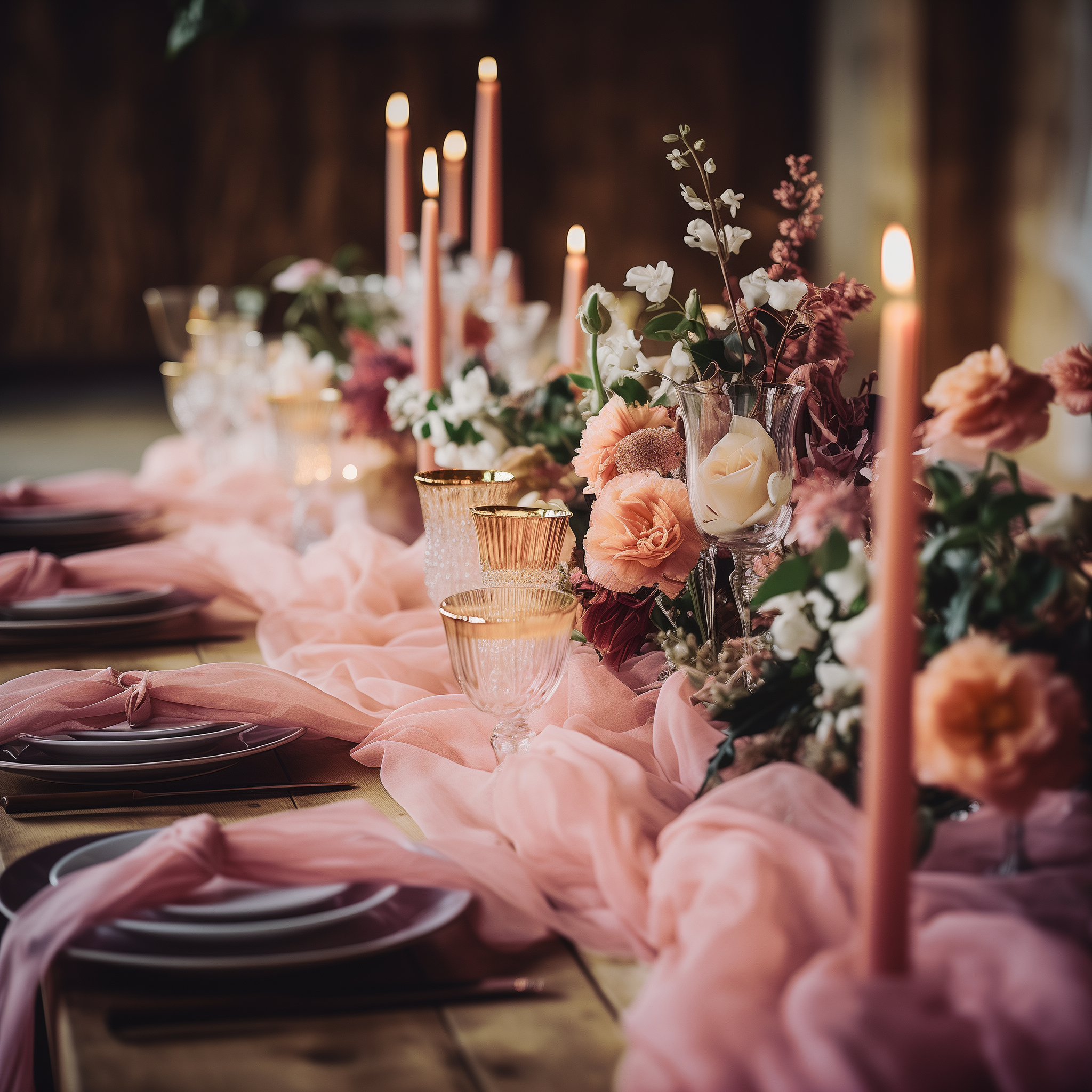 AVAGANTE Design – wholesale Table runner – Table runner -  crinkled cheesecloth runner - Pink1