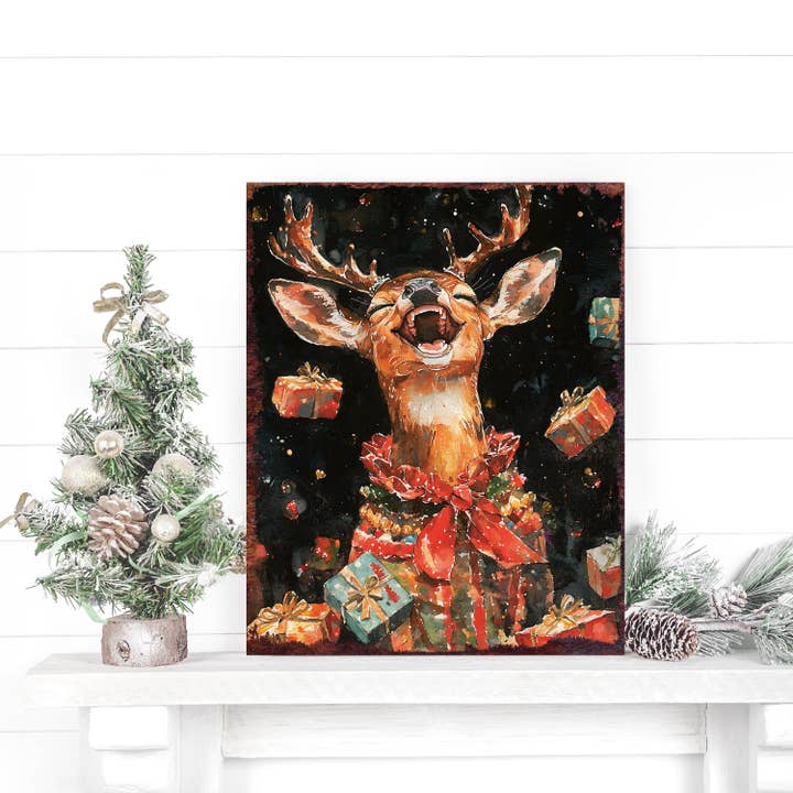 TX USA Corporation - Wholesale Christmas Decoration - 15in Christmas Deer Table Decor | Holiday Tabletop Decoration | Wooden Indoor Party Decor | 15x12in