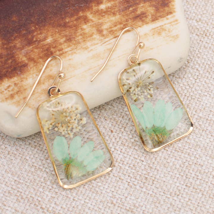 ZAD - Wholesale Dangle Earrings - Vintage Mint Dried Flower Earrings3