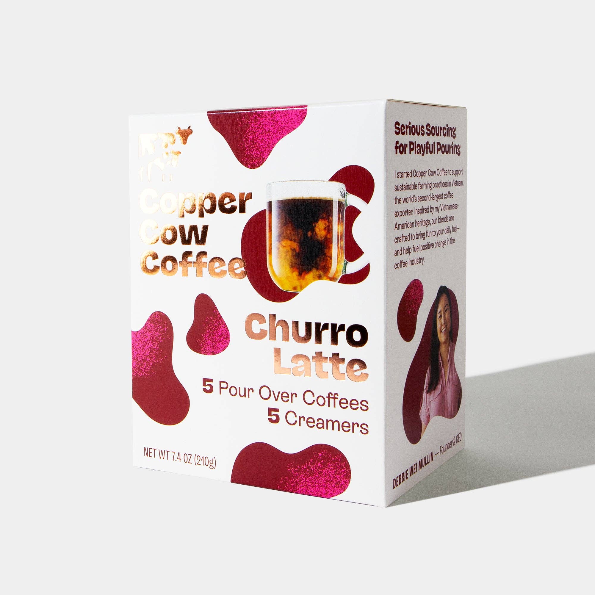 Copper Cow Coffee – Café moído por atacado – Kit Latte - Churro (5ct) I Embalagem com 62