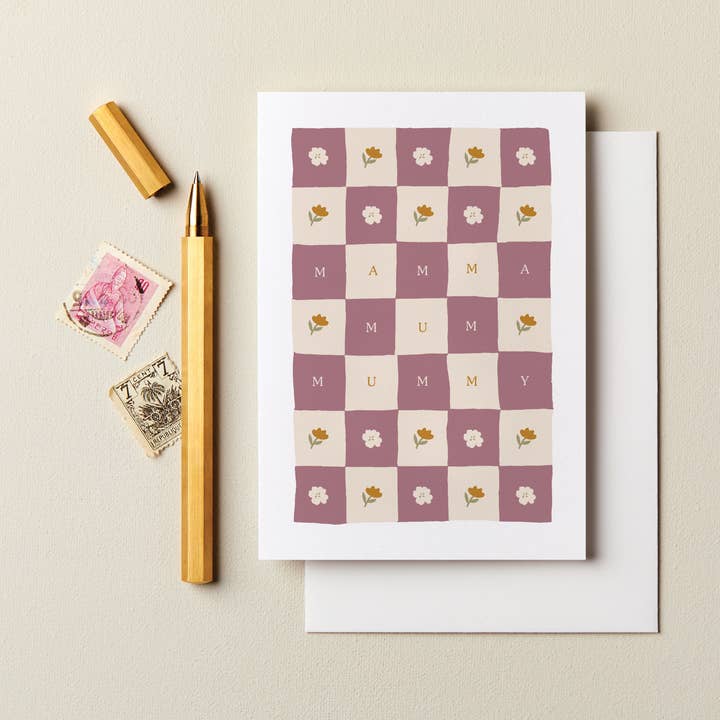 Ink & Bloom – Großhandel Muttertagskarten – Schachbrett-Mama-Geburtstagskarte | Moderne Muttertagskarten0