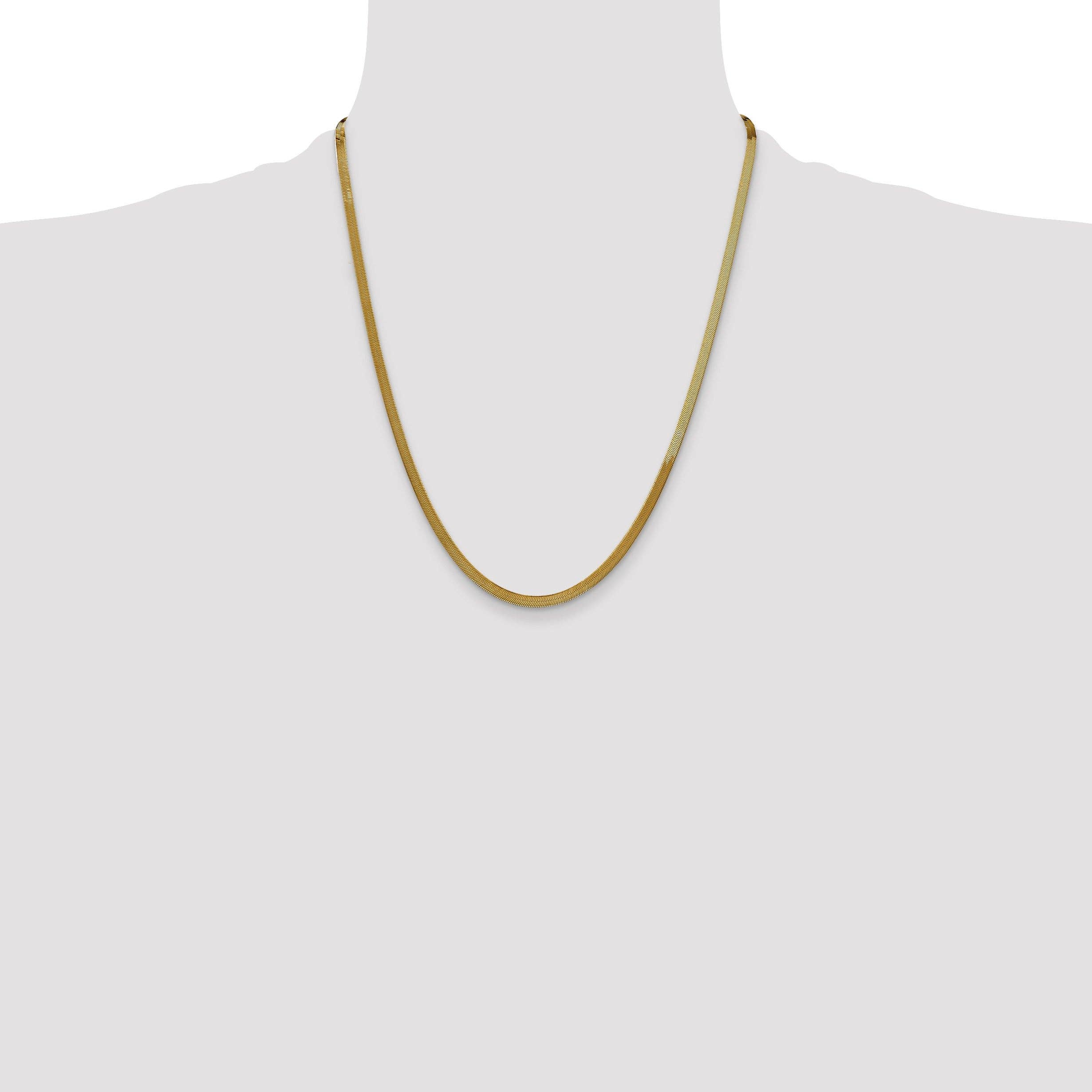 FCJ Jewelry LLC – Großhandel Gliederhalskette – 14k Gelbgold Seidige Fischgrätenkette für Herren3