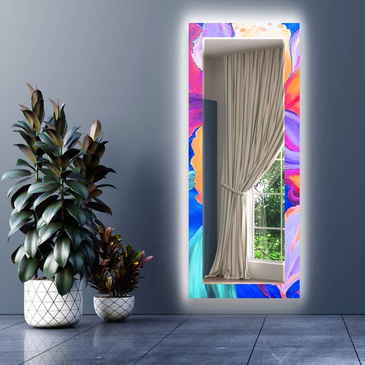 Abstract Tempered Glass Wall Mirror for wholesale by MyPhotostation