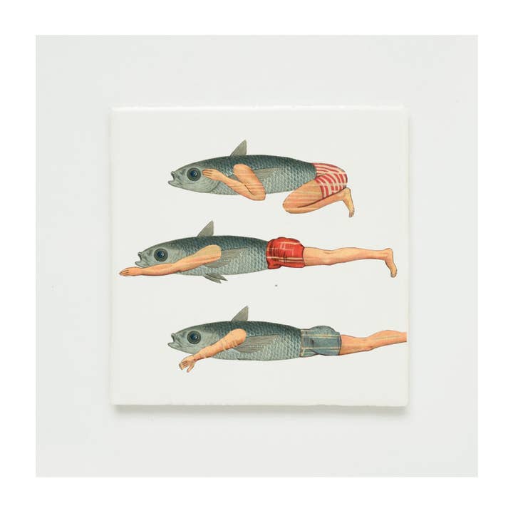 Lylies - Wholesale Wall Tile - Wall tile collage swimming fish with swim trunks