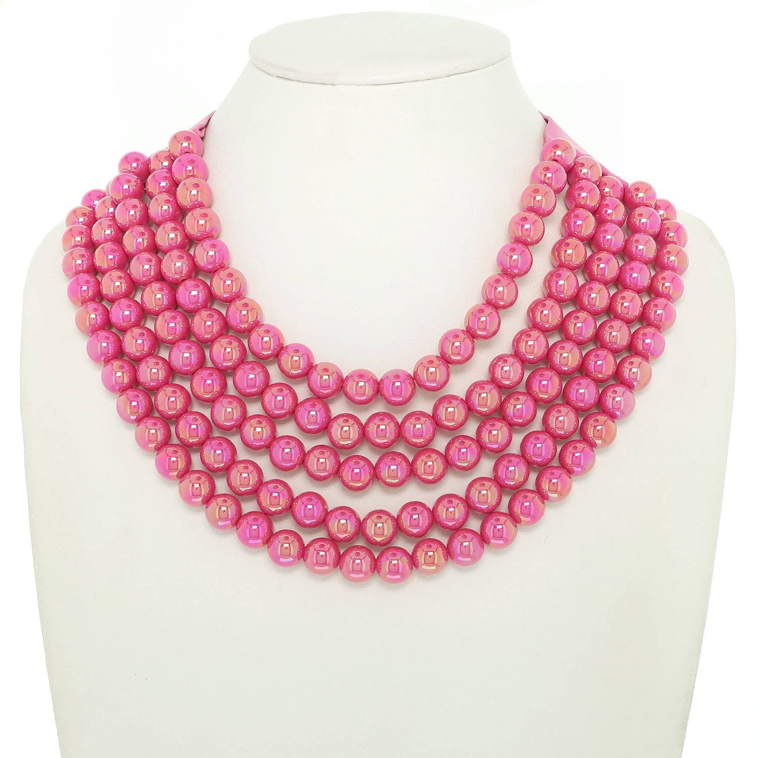 anbfashion - Wholesale Beaded/Pearl Necklace - BLING METALLIC COLOR BEADED NECKLACE FAUX LEATHER MAGNETIC7