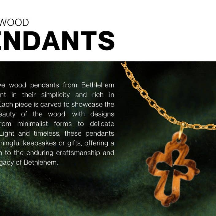 Holyland Artisans - Wholesale Pendant/Charm Necklace - Olive Wood Pendant_ Hollow Maltese Cross3