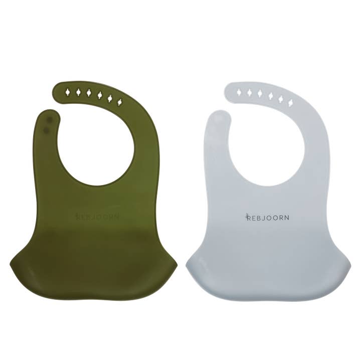 Rebjoorn - Silicone Bib Green & Grey 2-Pack for wholesale by Rebjoorn