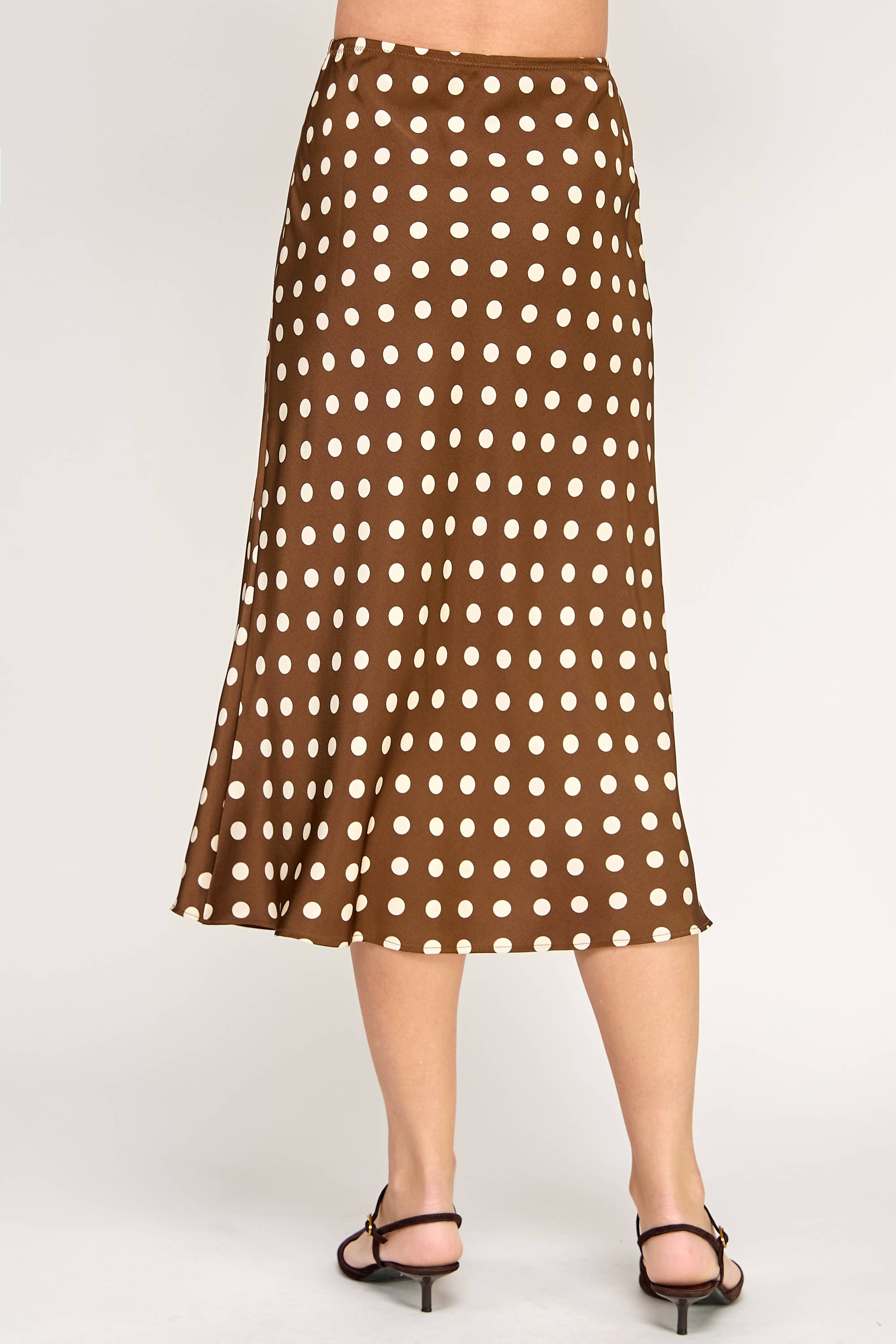 Ellison - Wholesale Skirt - Women's - RS-4238-6 POLKA DOT MIDI SKIRT-COCOA CREAM7