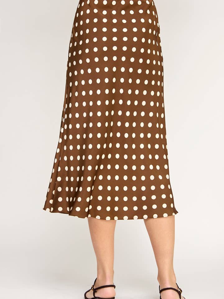 Ellison - Wholesale Skirt - Women's - RS-4238-6 POLKA DOT MIDI SKIRT-COCOA CREAM7
