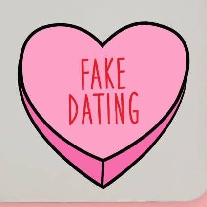 Fake Dating Trope Heart Holographic Sticker for Book Lovers for wholesale by Cheeky Chick Sticker Co.