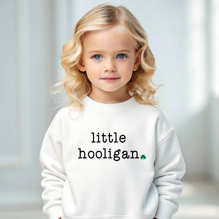 Bump & Beyond Designs - Wholesale Shirt - Kids - Girls and Boys St. Patrick's Day Sweatshirt, Little Hooligan