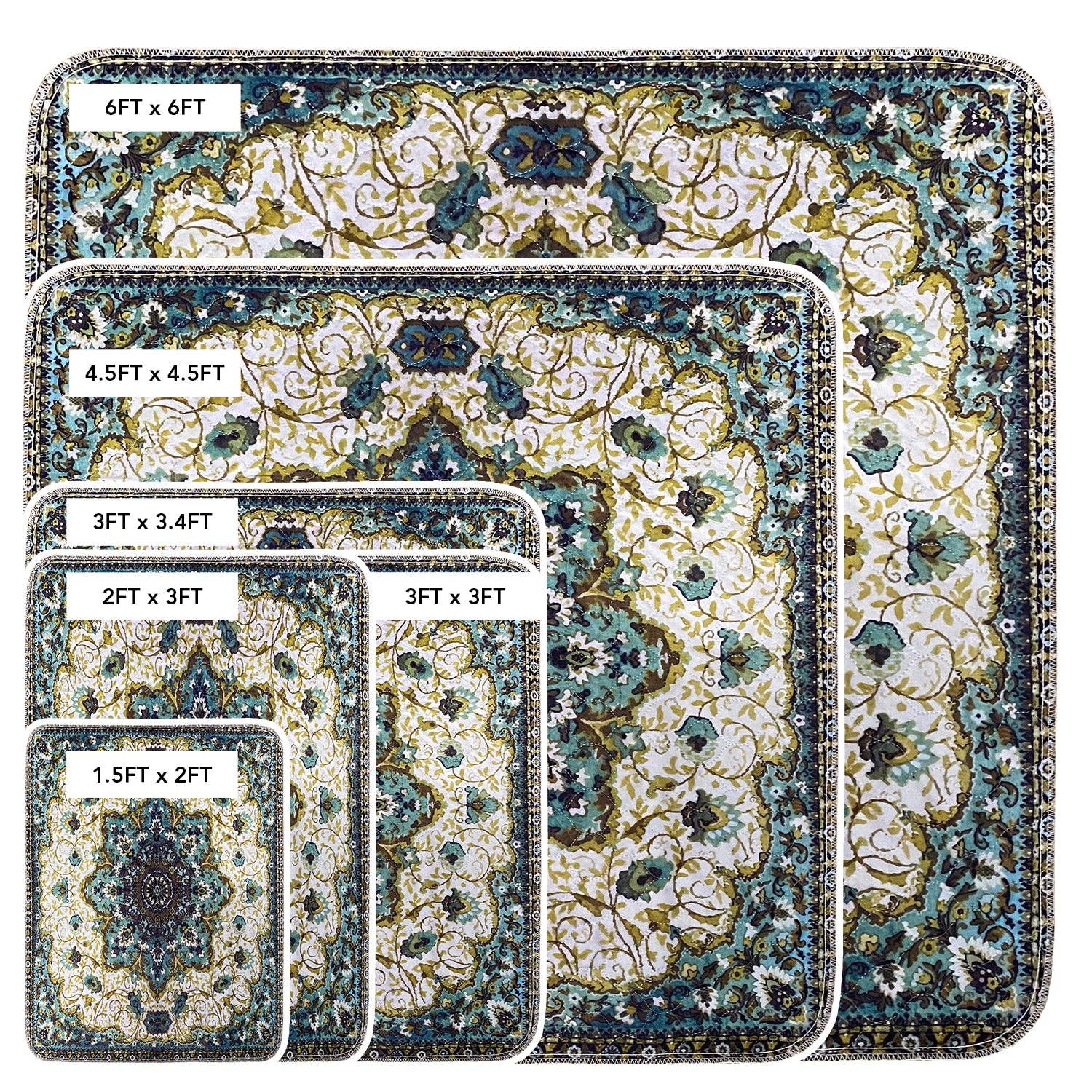 Pupiboo - Wholesale Pet Mat - Dog - Green Medallion Washable Pee Pads4