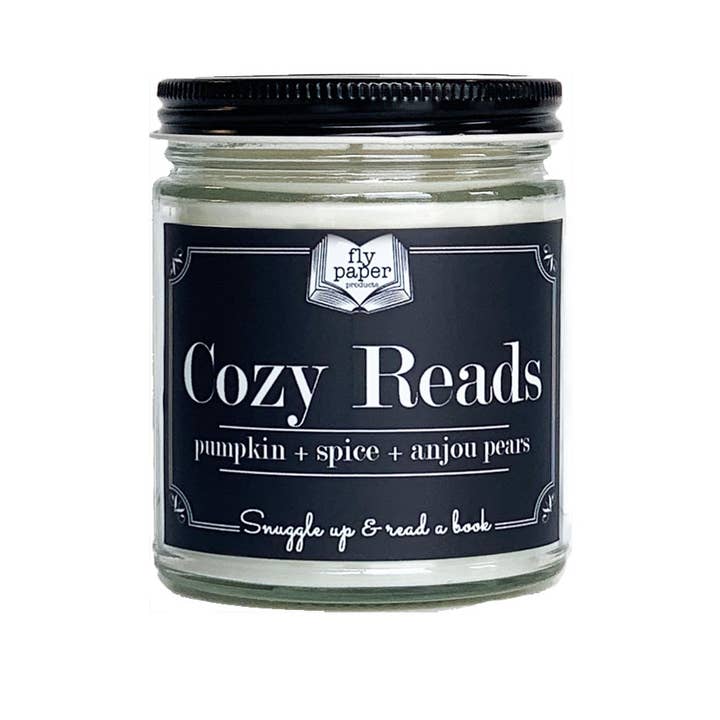 Cozy Reads 9oz Candle Pumpkin + Spice + Anjou Pear for wholesale by Fly Paper Products
