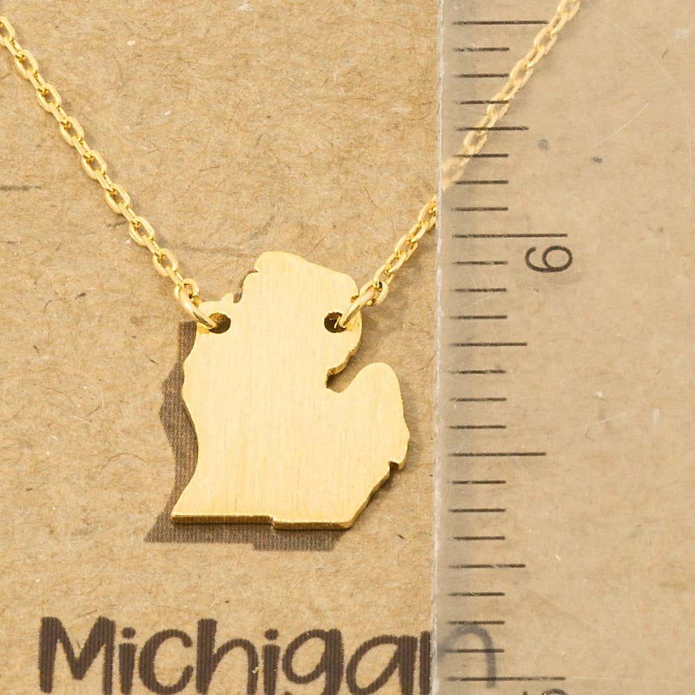 Fame Accessories - Wholesale Pendant/Charm Necklace - Michigan State Pendant Necklace2