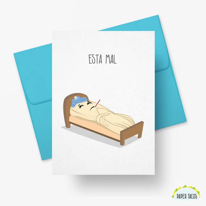 Paper Tacos® – postal de desejos de melhoras por atacado – Esta Mal - Cartão Fun Get Well, Envelope Azul, Tamanho A7
