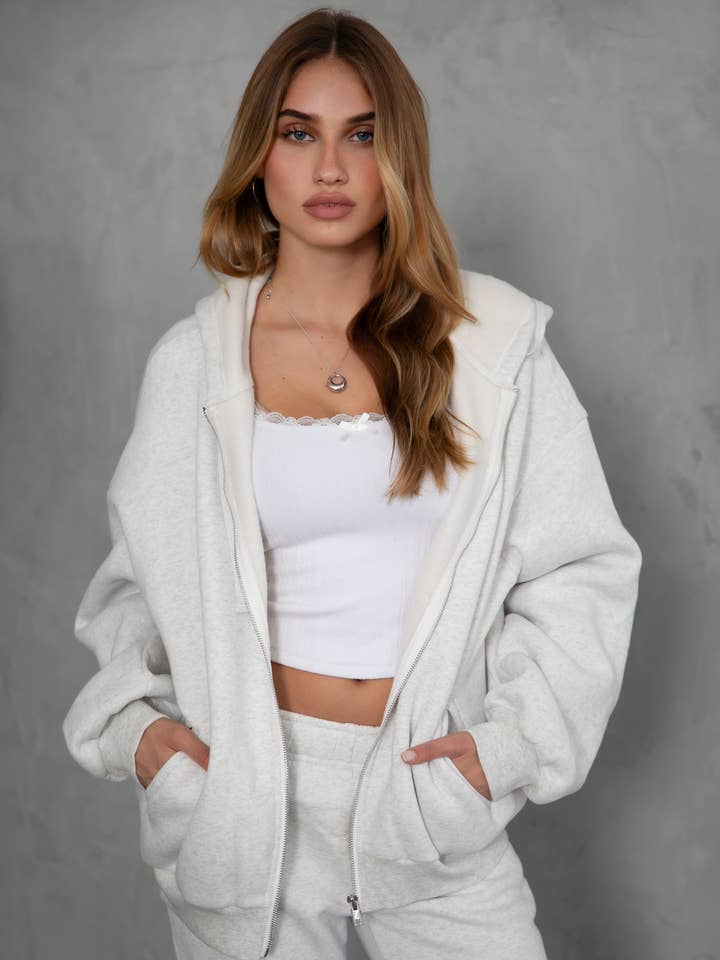 TICTOC - Wholesale Hoodie - Women's - UNIVERSITY Oversized Loose Fit Zip Up Hoodie
