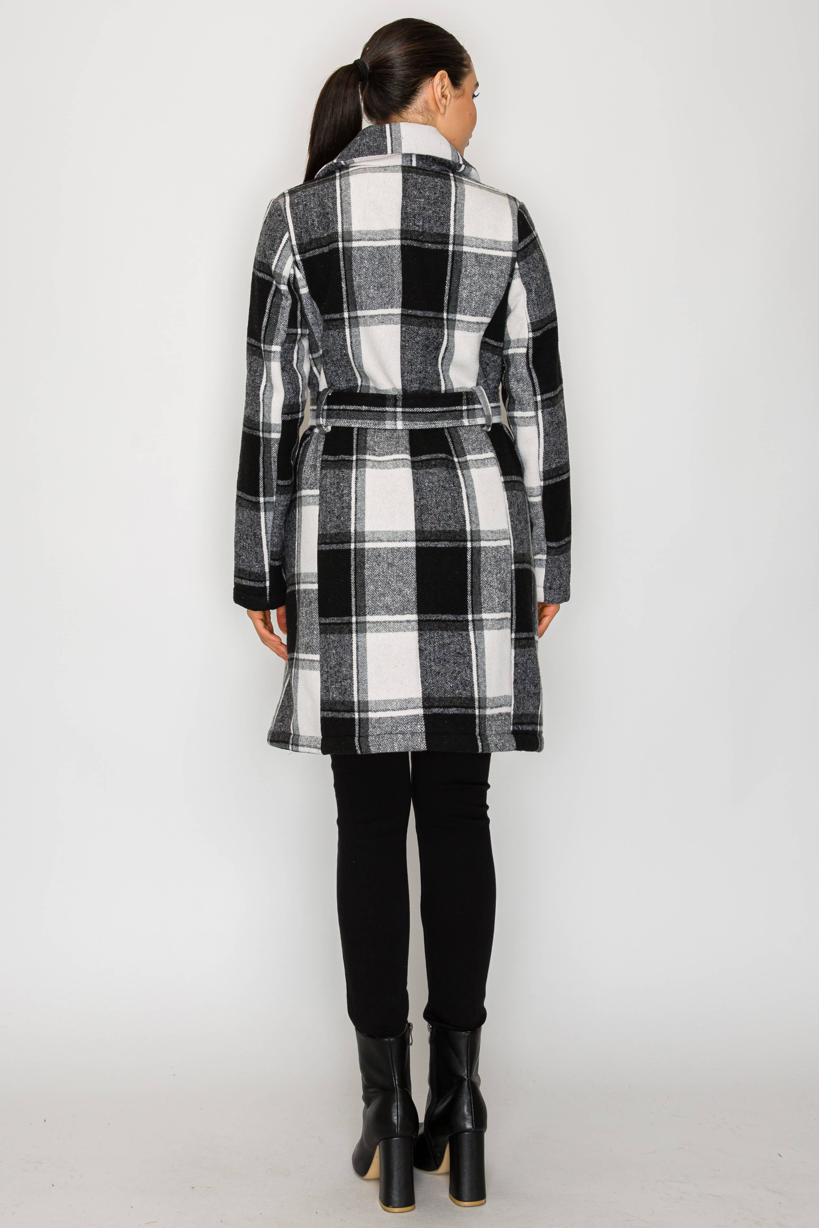 PATRONCITO USA INTERNATIONAL, INC - Wholesale Coat - Women's - Women's Long Coat Plaid Jacket with belt (LJ400)17