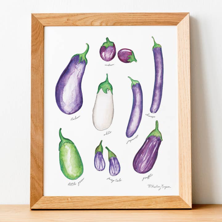 Auberginesoorten | Aquarel Print voor wholesale door Lucky Bat Paper Co.