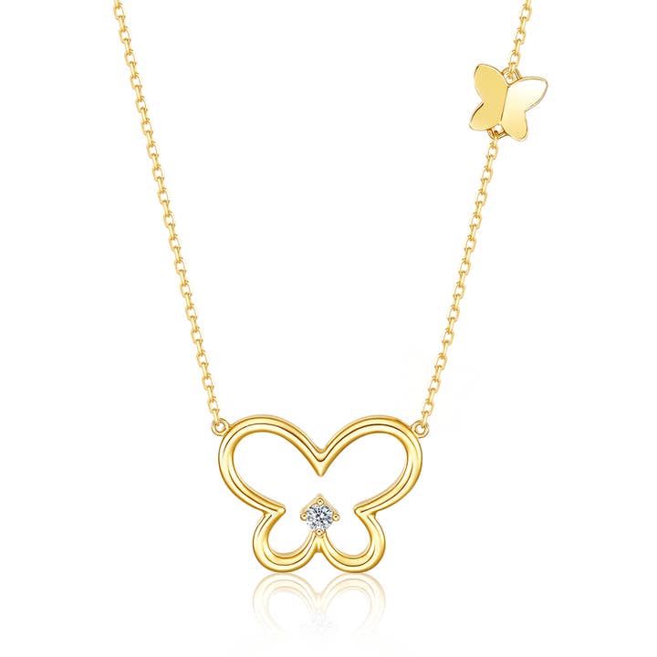 ”Golden Wings” fjäril 14K gult guld halsband för wholesale av Fanci Me Jewelry